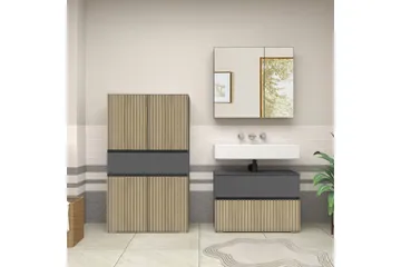 Wisla Høyskap til Bad 130x76x35 cm - Grå - Oppbevaring - Oppbevaring til baderom - Veggskap & høyskap