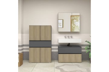 Wisla Høyskap til Bad 130x76x35 cm - Grå - Oppbevaring - Oppbevaring til baderom - Veggskap & høyskap