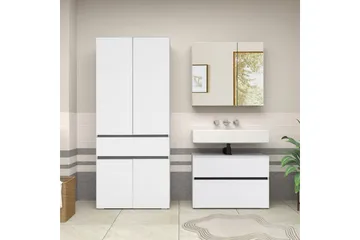 Wisla Høyskap til Bad 180x76x37 cm - Hvit - Oppbevaring - Oppbevaring til baderom - Veggskap & høyskap