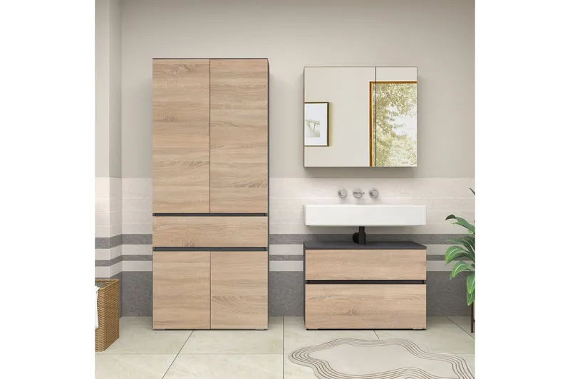 Wisla Høyskap til Bad 180x76x37 cm - Natur - Oppbevaring - Oppbevaring til baderom - Veggskap & høyskap