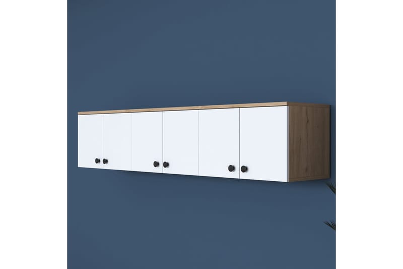 Jaibir Vegghylle 179,6x37,5 cm Brun/Hvit - Hanah Home - Oppbevaring - Hylle - Vegghylle