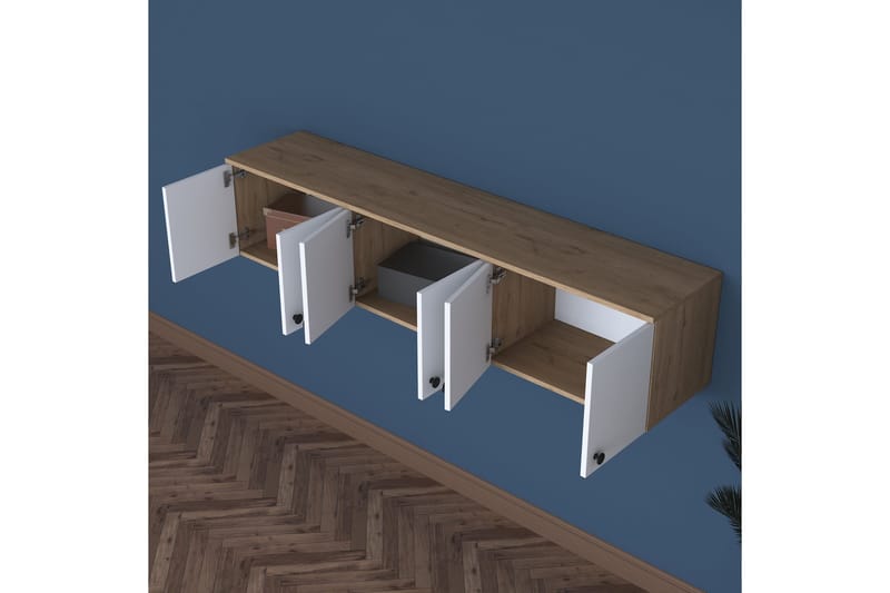 Jaibir Vegghylle 179,6x37,5 cm Brun/Hvit - Hanah Home - Oppbevaring - Hylle - Vegghylle