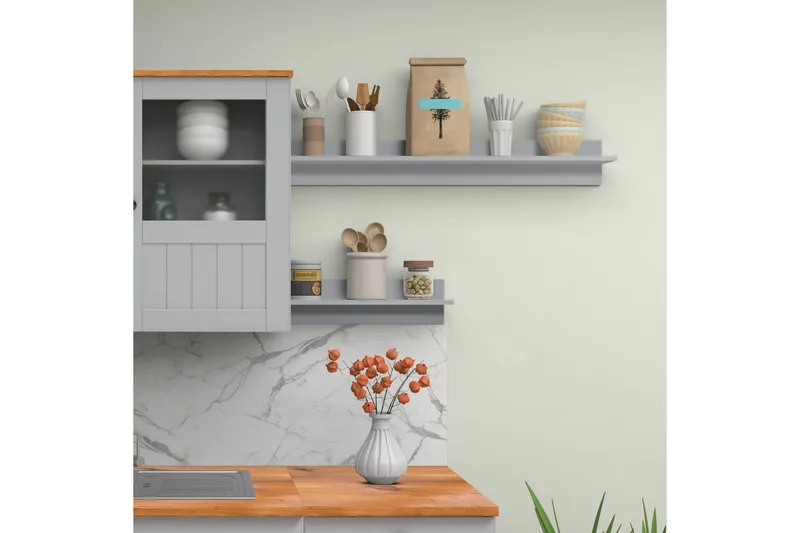 Alby Vegghylle 100x14 cm - Grå - Oppbevaring - Oppbevaring til småting - Vegghengt oppbevaring