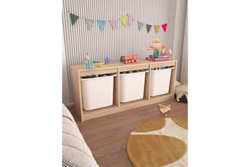 Alvora Oppbevaringsbokser 132,3 cm - Natur/Hvit - Oppbevaring - Oppbevaring til småting - Oppbevaringskasse
