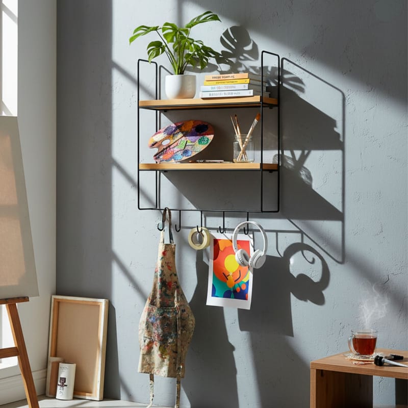 Alvorn vegghylle 58x42 cm - Gull og Natur - Oppbevaring - Oppbevaring til småting - Vegghengt oppbevaring