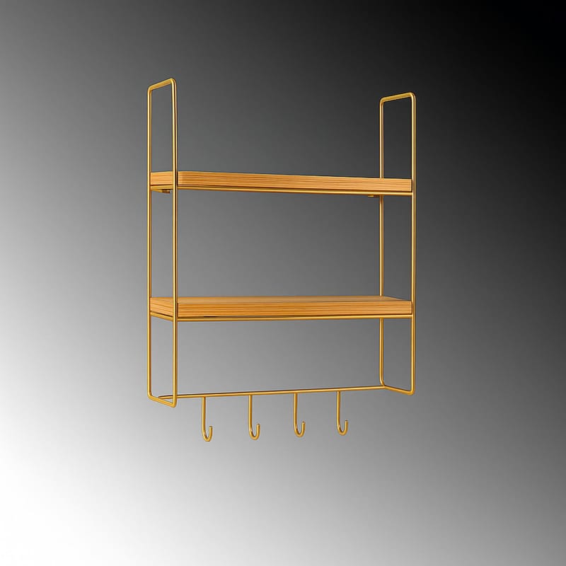 Alvorn vegghylle 58x42 cm - Gull/Natur - Oppbevaring - Oppbevaring til småting - Vegghengt oppbevaring