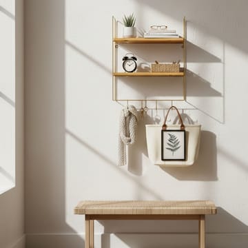 Alvorn vegghylle 58x42 cm - Gull/Natur - Oppbevaring - Oppbevaring til småting - Vegghengt oppbevaring