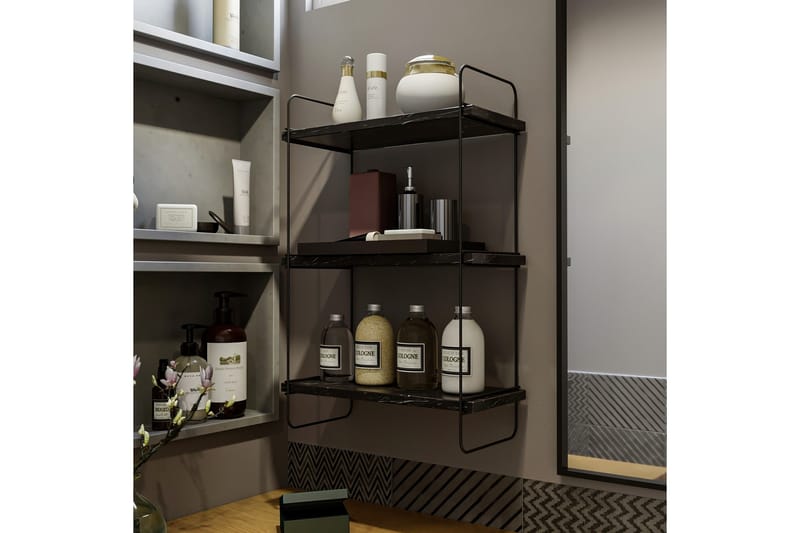 Andre hyller NO_BRAND Pulalis vegghylle 40 cm Svart,Marmor - Oppbevaring - Hylle