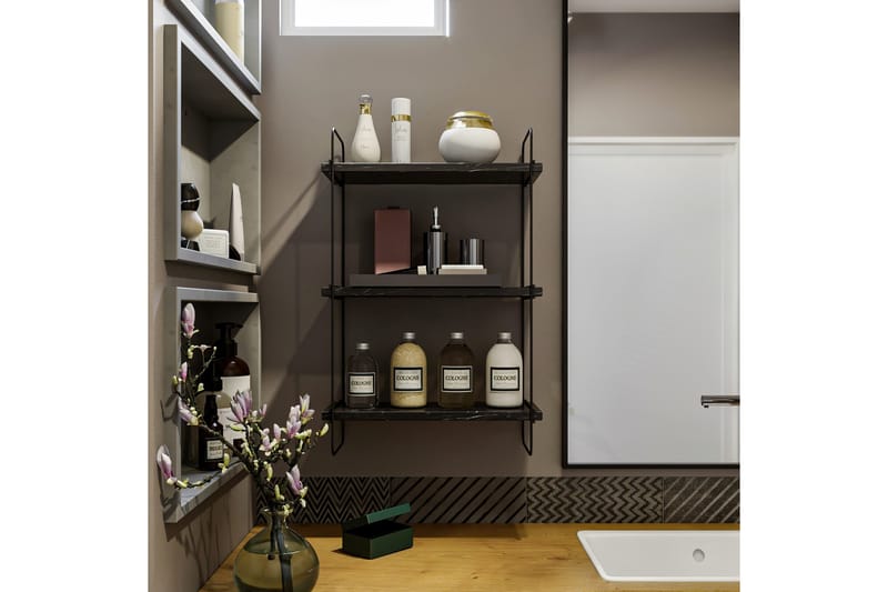 Andre hyller NO_BRAND Pulalis vegghylle 40 cm Svart,Marmor
