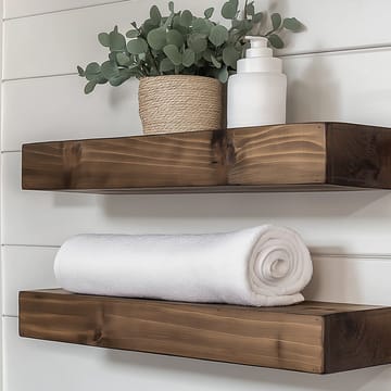 Dekorativ vegghylle i tre Hanah Home Rafect Tre (13 x 60 x 11 cm) Modell dobbel hylle - Oppbevaring - Oppbevaring til småting - Vegghengt oppbevaring