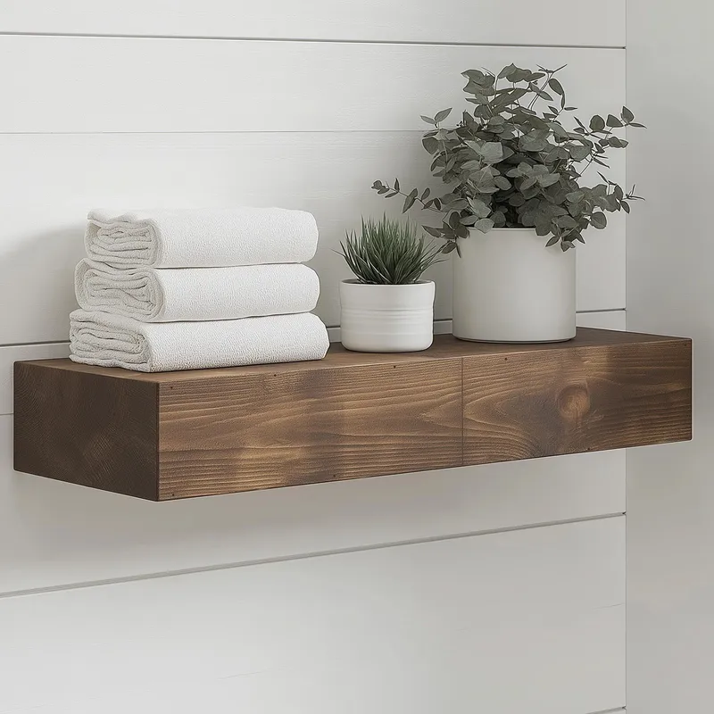 Dekorativ vegghylle i tre Hanah Home Rafect Tre (13 x 60 x 11 cm) Modell enkel hylle