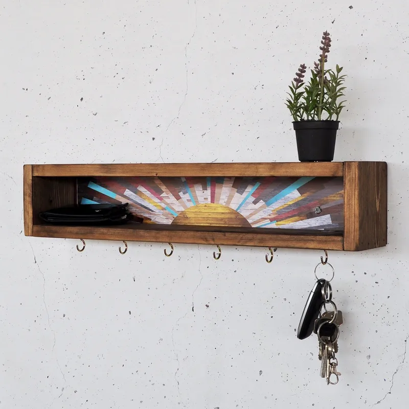 Dekorativ vegghylle i tre Hanah Home Raflin (40 x 10 x 10 cm)