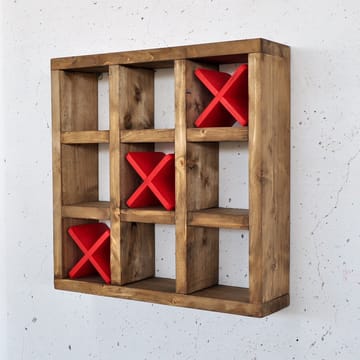 Dekorativ vegghylle i tre Hanah Home Raflin (42,5 x 42,5 x 11 cm) Tre / Rød - Oppbevaring - Oppbevaring til småting - Vegghengt oppbevaring