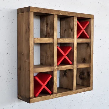 Dekorativ vegghylle i tre Hanah Home Raflin (42,5 x 42,5 x 11 cm) Tre / Rød - Oppbevaring - Oppbevaring til småting - Vegghengt oppbevaring
