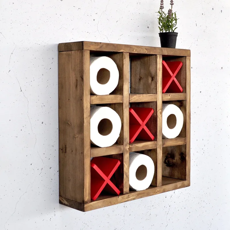 Dekorativ vegghylle i tre Hanah Home Raflin (42,5 x 42,5 x 11 cm) Tre / Rød
