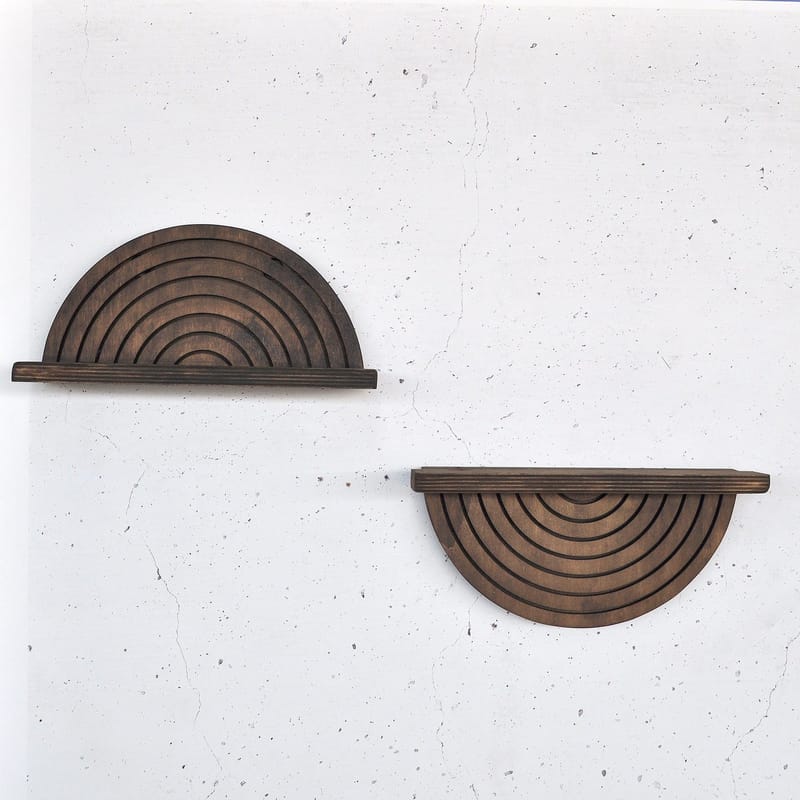 Dekorativ vegghylle i tre Hanah Home Raflon (31 x 16 x 9 cm) Modell halvsirkel miks