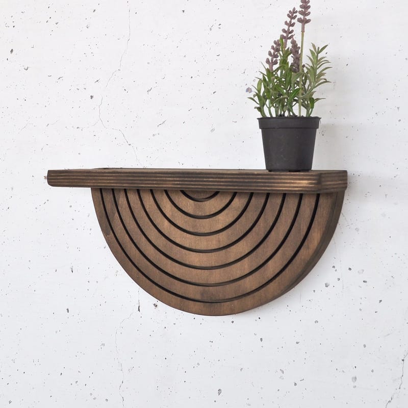 Dekorativ vegghylle i tre Hanah Home Raflon (31 x 16 x 9 cm) Modell halvsirkel ned - Oppbevaring - Oppbevaring til småting - Vegghengt oppbevaring