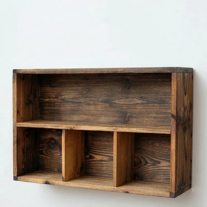 Dekorativ vegghylle i tre Wallxpert Rafello (50 x 30 x 14 cm) Mørkt tre, Trefarge(r)