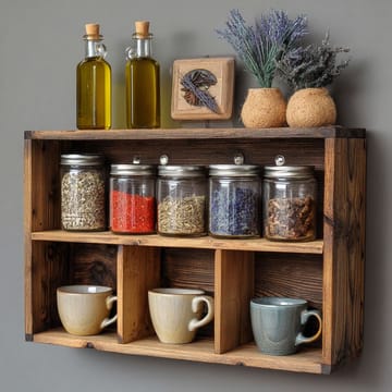 Dekorativ vegghylle i tre Wallxpert Rafello (50 x 30 x 14 cm) Tre - Naturlig trefinish - Oppbevaring - Oppbevaring til småting - Vegghengt oppbevaring