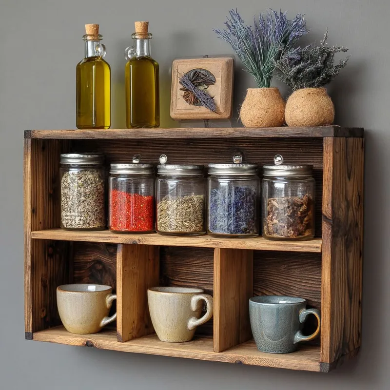 Dekorativ vegghylle i tre Wallxpert Rafello (50 x 30 x 14 cm) Tre - Naturlig trefinish - Oppbevaring - Oppbevaring til småting - Vegghengt oppbevaring