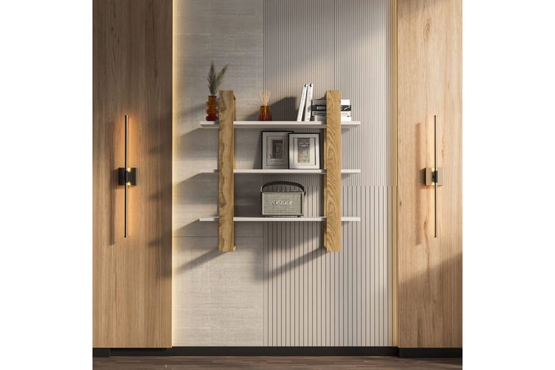 Draven Veggbrett 90x90 cm - Eik/Hvit - Oppbevaring - Oppbevaring til småting - Vegghengt oppbevaring