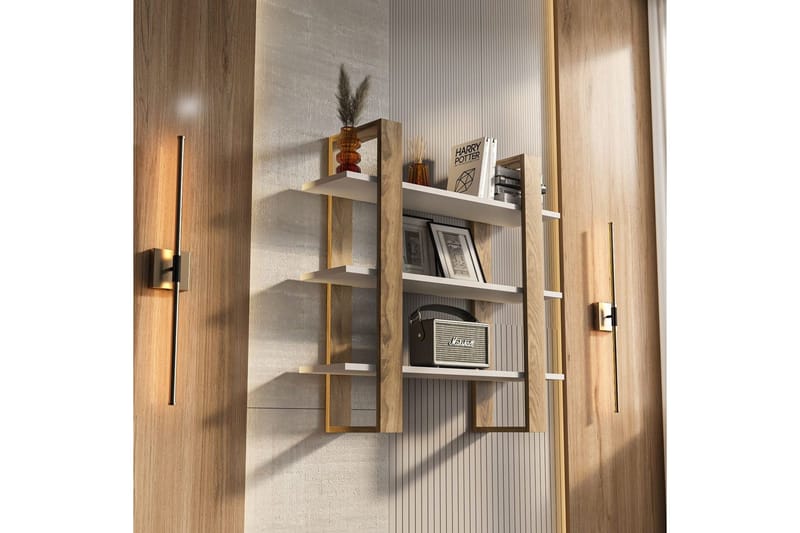 Draven Veggbrett 90x90 cm - Eik/Hvit - Oppbevaring - Oppbevaring til småting - Vegghengt oppbevaring