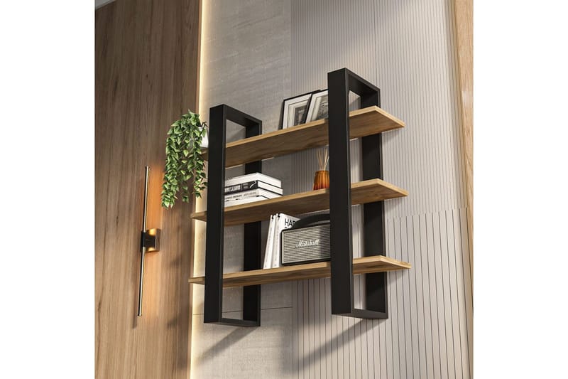 Draven Veggbrett 90x90 cm - Sort/Eik - Oppbevaring - Oppbevaring til småting - Vegghengt oppbevaring