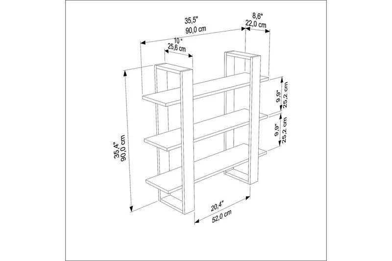 Draven Veggbrett 90x90 cm - Sort/Eik - Oppbevaring - Oppbevaring til småting - Vegghengt oppbevaring