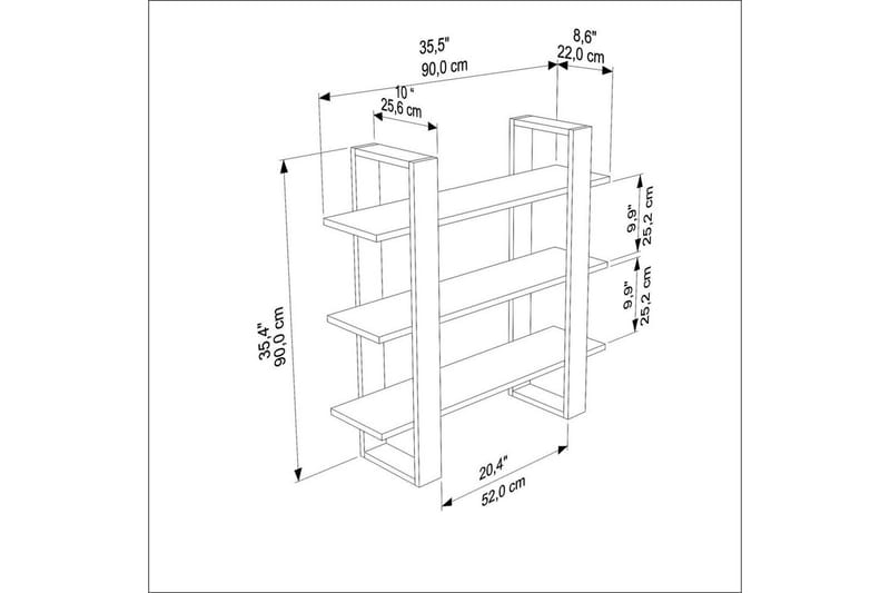 Draven Veggbrett 90x90 cm - Sort/Eik - Oppbevaring - Oppbevaring til småting - Vegghengt oppbevaring