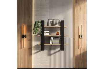 Draven Veggbrett 90x90 cm - Sort/Eik - Oppbevaring - Oppbevaring til småting - Vegghengt oppbevaring