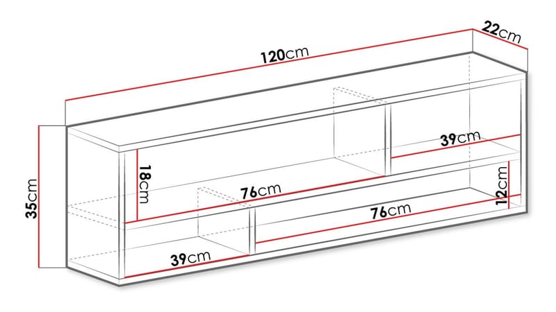 Elvaren Vegghylle 120 cm - Oppbevaring - Oppbevaring til småting - Vegghengt oppbevaring