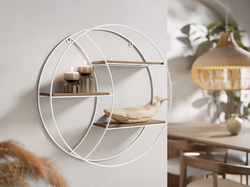 Elyran vegghylle 44 cm - hvit, brun - Oppbevaring - Oppbevaring til småting - Vegghengt oppbevaring