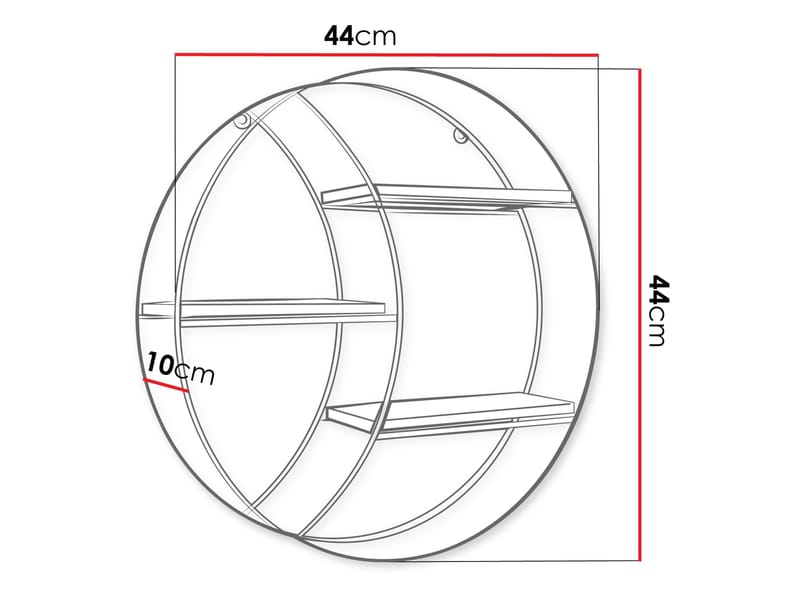 Elyran vegghylle 44 cm - svart, brun - Oppbevaring - Oppbevaring til småting - Vegghengt oppbevaring