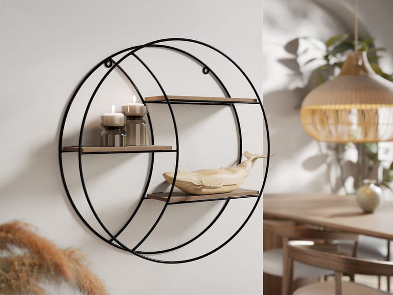 Elyran vegghylle 44 cm - svart, brun - Oppbevaring - Oppbevaring til småting - Vegghengt oppbevaring