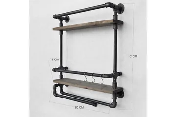 Evila Vegghylle Rør/Tre - Oppbevaring - Oppbevaring til småting - Vegghengt oppbevaring