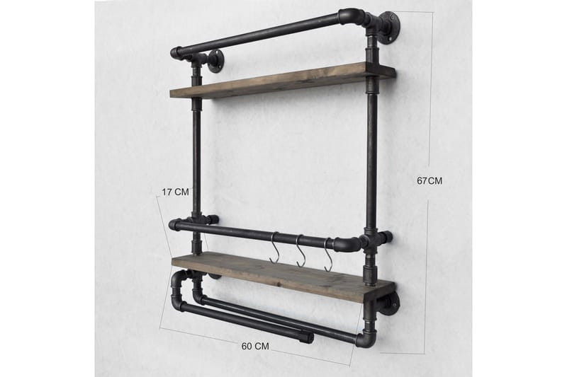Evila Vegghylle Rør/Tre - Oppbevaring - Oppbevaring til småting - Vegghengt oppbevaring