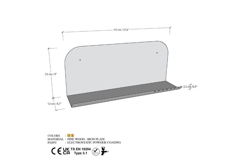 Faeryn Vegghylle 55 cm - Svart - Oppbevaring - Hylle
