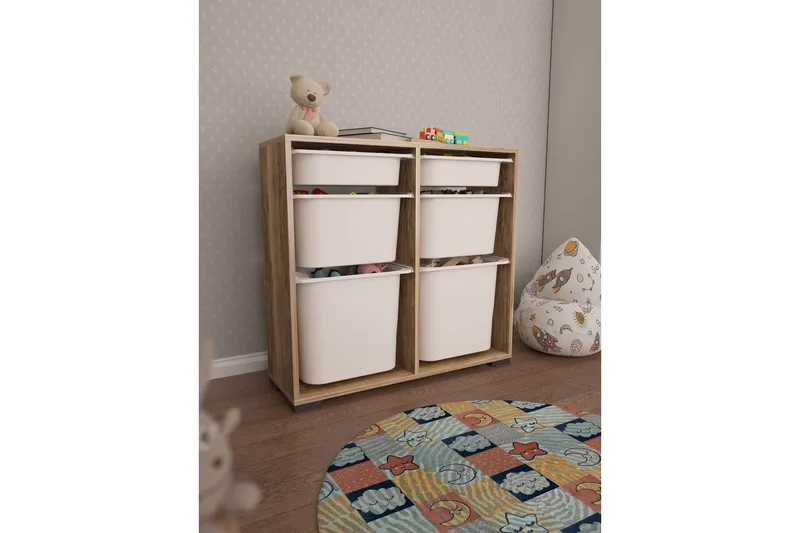 Flerbruks Kapasitetskap Carla Valnøtt Hvit - Valnøtt Hvit - Oppbevaring - Oppbevaring til småting - Oppbevaringskasse