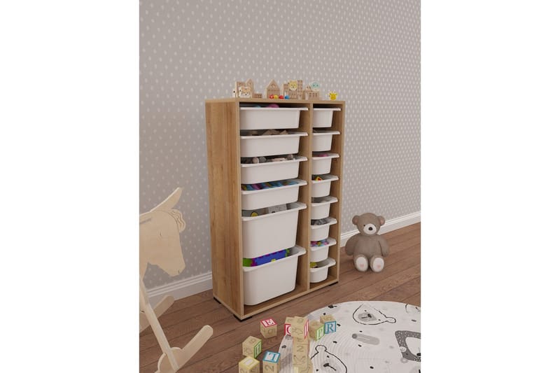 Flerbruks Kapasitetskap Kjerne (69,5 x 109 x 30 cm) Eik / Hvit - Eik / Hvit - Oppbevaring - Oppbevaring til småting - Oppbevaringskasse