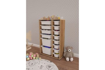 Flerbruks Kapasitetskap Kjerne (69,5 x 109 x 30 cm) Eik / Hvit - Eik / Hvit - Oppbevaring - Oppbevaring til småting - Oppbevaringskasse