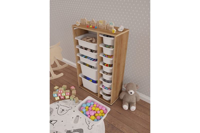 Flerbruks Kapasitetskap Kjerne (69,5 x 109 x 30 cm) Eik / Hvit - Eik / Hvit - Oppbevaring - Oppbevaring til småting - Oppbevaringskasse