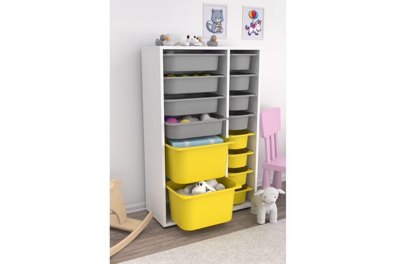 Flerbruks Kapasitetskap Kjerne (69,5 x 109 x 30 cm) Hvit / Grå / Gul - Hvit / Grå / Gul - Oppbevaring - Oppbevaring til småting - Oppbevaringskasse