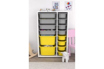 Flerbruks Kapasitetskap Kjerne (69,5 x 109 x 30 cm) Hvit / Grå / Gul - Hvit / Grå / Gul - Oppbevaring - Oppbevaring til småting - Oppbevaringskasse