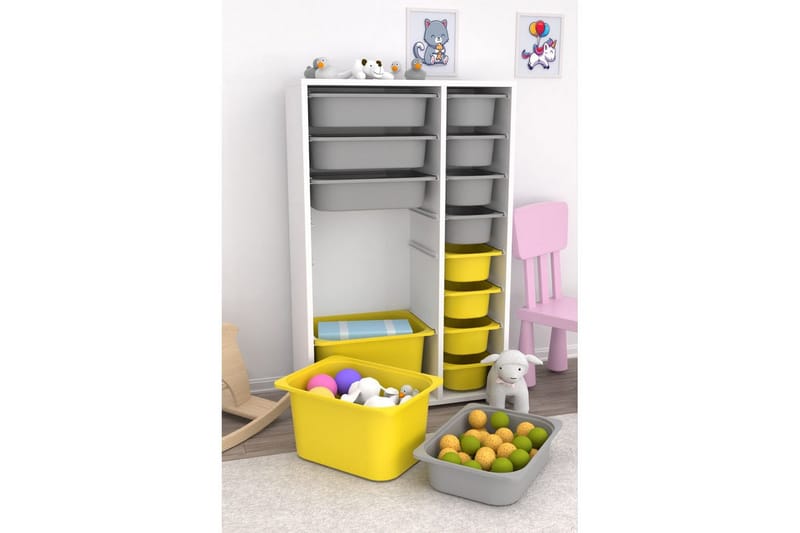 Flerbruks Kapasitetskap Kjerne (69,5 x 109 x 30 cm) Hvit / Grå / Gul - Hvit / Grå / Gul - Oppbevaring - Oppbevaring til småting - Oppbevaringskasse