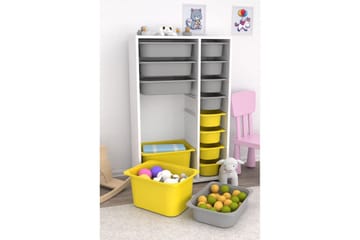Flerbruks Kapasitetskap Kjerne (69,5 x 109 x 30 cm) Hvit / Grå / Gul - Hvit / Grå / Gul - Oppbevaring - Oppbevaring til småting - Oppbevaringskasse