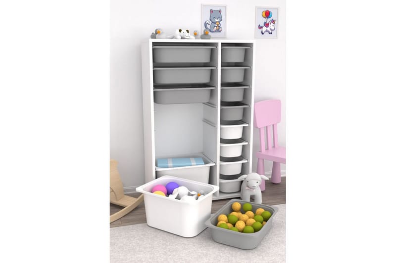 Flerbruks Kapasitetskap Kjerne (69,5 x 109 x 30 cm) Hvit / Grå - Hvit / Grå - Oppbevaring - Oppbevaring til småting - Oppbevaringskasse