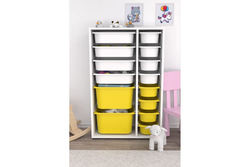 Flerbruks Kapasitetskap Kjerne (69,5 x 109 x 30 cm) Hvit / Gul - Hvit / Gul - Oppbevaring - Oppbevaring til småting - Oppbevaringskasse