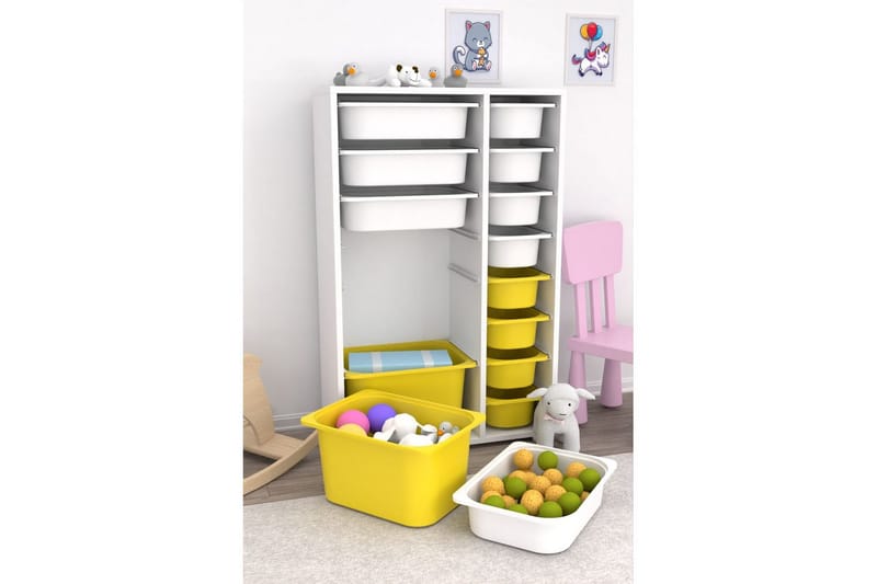 Flerbruks Kapasitetskap Kjerne (69,5 x 109 x 30 cm) Hvit / Gul - Hvit / Gul - Oppbevaring - Oppbevaring til småting - Oppbevaringskasse
