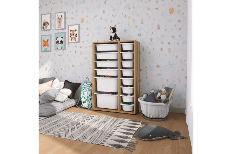 Flerbruks Kapasitetskap Kjerne (69,5 x 109 x 30 cm) Valnøtt / Hvit - Valnøtt / Hvit - Oppbevaring - Oppbevaring til småting - Oppbevaringskasse