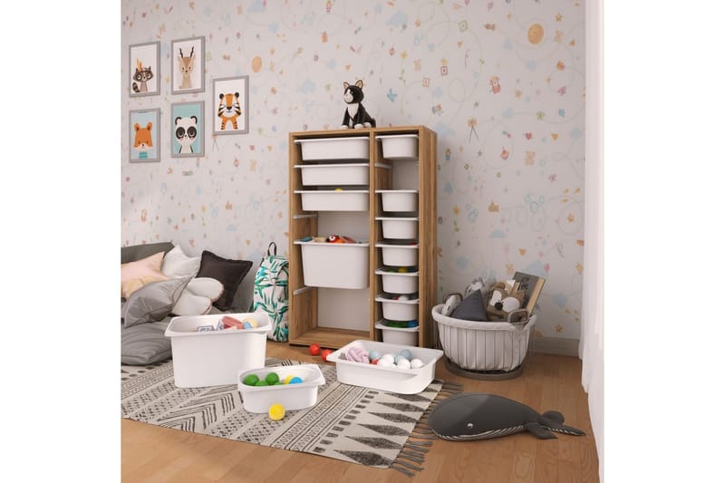 Flerbruks Kapasitetskap Kjerne (69,5 x 109 x 30 cm) Valnøtt / Hvit - Valnøtt / Hvit - Oppbevaring - Oppbevaring til småting - Oppbevaringskasse